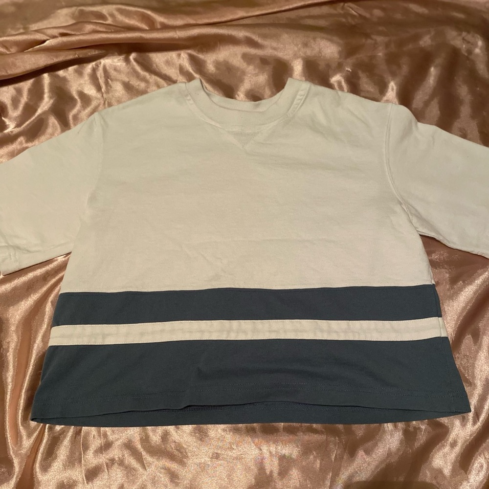 Hunt Club blue&white striped Croped shirt